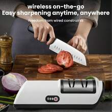 专业双段式电动磨刀器，1200mAh锂电池，持久耐用，快速磨刀抛光功能，适用于各种厨房刀具，操作简便。 - 彩色 - 查看 1