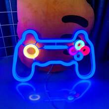 1pc Game Controller Neon Light Sign, Battery Or USB Powered, Alien, Star, Thunder, Lightning Flame Neon LED Decorative Light For Gamer Room Decor, Live Streaming, Party, Home, Wall Decor, Christmas