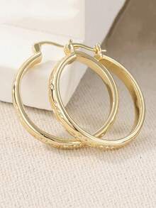 经典复古女士耳环，优雅印花设计，日常、度假和派对的完美配饰 - 金色 - 查看 3