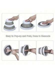 Space-Saving Ultra-Thin Foldable Laundry Basket With Dual Comfort Handles - Portable Pop-Up Storage Solution, Black & White, Ideal For Home & Commercial Use, Chemical-Free - Multicolor - View 6