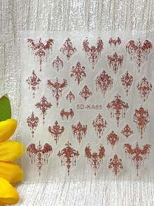 3 pièces d'autocollants d'art pour ongles avec estampage à chaud de totems d'étoiles et de lune - motifs rétro mystérieux d'étoiles, de lune, de serpent, de feuille, de cœur, d'œil de démon, de motif de luxe rétro. Convient pour un usage quotidien, mariage, fête, vacances. Autocollants d'ongles jetables, style de luxe simple et léger, faciles à coller. Décoration de salon de manucure. - Multicolore - Voir 5