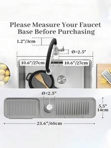 [Delivery Within 2-7 Days In The United States]1pc Silicone Water Drain Mat Kitchen/ Bathroom Sink Splash Guard Anti-Slip Surface Pad/ Rack ,Silicone Kitchen Sink Tray With Drainage Spout, Kitchen Faucet Sink Splash Guard, Silicone Faucet Water Catcher Mat, Sink Draining Pad Behind Faucet, Rubber Drying Mat, For Kitchen & Bathroom Countertop Protect, Kitchen Supplies, Bathroom Accessories, Kitchen Organizer, Household Kitchen & Bathroom Accessory ﻿24 Inch Faucet Mat For Kitchen Sink Splash Guard Behind Faucet, Sink Protectors For Kitchen Sink Faucet Mat Splash Guard For Kitchen Sink Area, Longer Silicone Faucet Guard & Draining Mat, Grey Dorm Room Essentials College Storage - Nhiều màu - Xem 5