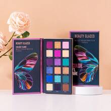 beauty glazed 18 Colors Eyeshadow Palette, Matte, Pearl, Glitter Eyeshadows, Butterfly Pattern, Rich Colors, Velvet Texture, High Pigmentation, Long-Lasting Waterproof Makeup Palette - #B110 - 查看 9