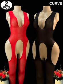 女士性感网眼连体衣罩衫，可单独穿着参加音乐节，镂空紧身连衣裙，透视沙滩装，适合圣诞节、新年、情人节、夜店、派对等场合作为礼物 - 彩色 - 查看 3