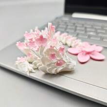 1pc 3D Printed Cherry Blossom Dragon Joint Movable Desktop Ornament - Realistic White And Pink Floral Design, Fine Craftsmanship, Perfect Birthday Gift, Home Decoration, Collectible Small Statues, Dragon Decoration, Exquisite Craftsmanship - Multicolor - View 3