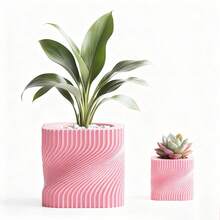 ORIZZONTE Modern Decorative Vase With Intertwined Spiral Structure – Dynamic Minimal Design For Plants, Cactus, Bonsai – Home/Office Gift Idea – Available In 2 Sizes – 100% Made In Italy, Shipping From Italy - 粉色 - 查看 2
