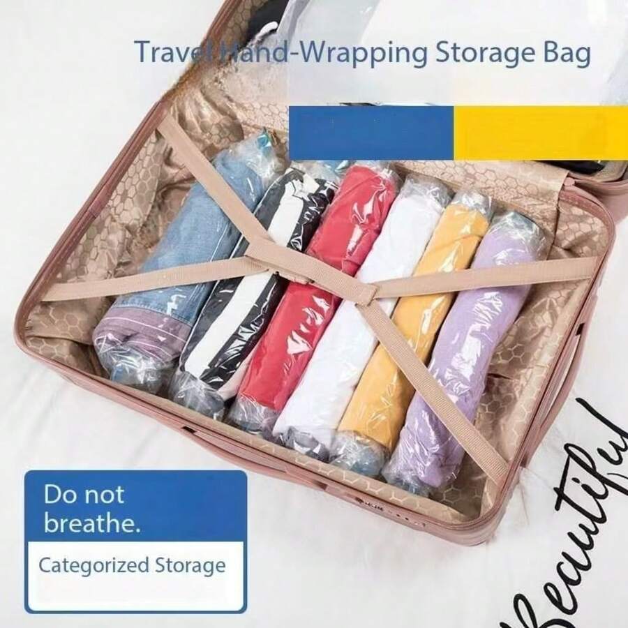 真空收纳袋套装，节省空间，真空密封袋，适用于衣物、床上用品、毯子等收纳整理 - 無色 - 查看 1