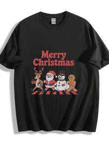 Deadpool Q-Version Embroidered Tee, Unisex Casual Crew Neck - màu đen - Xem 1