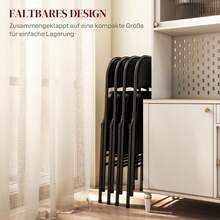 HOMCOM Set Of 4 Folding Chairs, Portable Office Chair With Cushion, Linen Look, Steel Legs, Folding Chair For Office Reception Waiting Room, Black - 1 - View 7