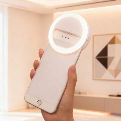 150mAh Luce ad anello portatile per selfie, adatta per live streaming, selfie, conferenze e trucco, può essere utilizzata come luce notturna, ricaricabile USB, luce di riempimento per telefono, RK12 molletta-on Selfie Light, Luce ad anello portatile per fotografia e bellezza, Regalo di Natale, Decorazione per la stanza