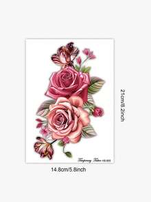 STARTTOOS Colorful Peony Flower Pattern Temporary Tattoo Stickers, Suitable For Arms, Thighs, Chest, Waist, Abdomen DIY Daily, Party, Holiday Gift And Other Occasions. Waterproof Realistic Tattoo Stickers 1pc/Pack - Multicolor - View 7
