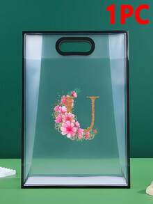 5/1pc Gift Bag, A-Z 26 Letter Design Waterproof Gift Bag - Fashionable Portable Wedding Gift Bag, Small Black & White PVC Transparent Tote Bag, Insertable Christmas Gift Bag, Wedding Gift, Holiday Gift