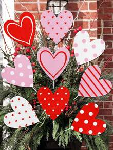 12pcs - Extra Large Red Pink White Heart-Shaped Valentine's Day Decorations, Valentine's Day Tree Ornaments, Cute Heart-Shaped Decorations, Suitable For Valentine's Day Tree Top Decoration, Home Wedding Decoration, Restaurant Decoration, Hotel Decoration, Bedroom Decoration, Living Room Decoration, Flower Pot Decoration, Gardening Decoration, Garden Planting, Outdoor Scene Arrangement; - Multicolor - View 6