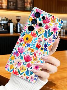 1 pieza Funda de teléfono con diseño floral vibrante en colores intensos sobre fondo oscuro, estilo artístico ideal para celebraciones festivas y temporada de verano, protección elevada para lente con diseño de ojo, resistente a golpes, compatible con iPhone17 ProMax/16/15/14/13/12/11/Plus/Pro/ProMax, compatible con Galaxy A34/A35/A54/A55, Galaxy S20/S21/S22/S23/S24/S25 Ultra/Plus, compatible con Galaxy/Redmi/Honor/OPPO/ViVo - Blanco - Ver 2