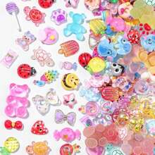 300Pcs 3D Cartoon Candy Breads Nail Art Charms,20 Grids Mixed Assorted Color Doughnut Lollipop Ice Cream Bread Dessert Cakes Cartoon Spoon Fork With Pickup Tool For DIY Crafts Accessories (Bread) - ColorF - 查看 8