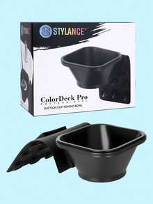 1 Set Black Silicone Suction Cup Salon Shampoo Bowl, Large Capacity Dye Mixing Bowl Set - Black - View 2
