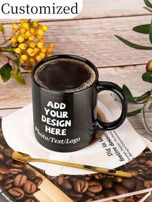 1个可定制陶瓷马克杯/杯子，可定制图案咖啡杯，可定制双面照片/Logo/文字名称 - 大容量，厚杯身，多种颜色可选。个性化照片周年纪念马克杯。 - 多色 - 查看 3