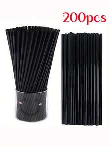 20/50/100/200/300/400pcs Black Flexible Straws, Coffee Stirrers, Beverage Accessories Suitable For Milkshakes, Slushies, Bubble Tea, Pearl Milk Tea, Iced Coffee, Suitable For Bars, Clubs, Restaurants And Home Use, Also Can Be Used As School Supplies - Multicolor - View 16