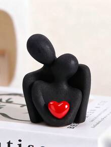 1件现代浪漫爱情拥抱摆件，饰以红色爱心，独特的抽象情侣拥抱树脂摆件 - 多功能家居及办公装饰，非常适合摆放在书架、玄关、卧室、客厅，是完美的 情人节礼物 - 彩色 - 查看 9