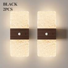 现代水晶感应壁灯，LED智能感应亚克力壁灯，室内感应壁灯，无线LED壁灯，电池供电夜灯，粘胶设计，可旋转，便携式 - 彩色 - 查看 24