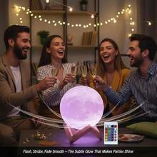 Moon Lamp - 3D Printed LED Night Light 6.3' With Wooden Base, White Elephant Gift For Women, Mom, Kids, Christmas Thanksgiving Table Decor Touch-Dimmable & Dual-Color, White & Yellow - 16 種顏色 - 查看 4