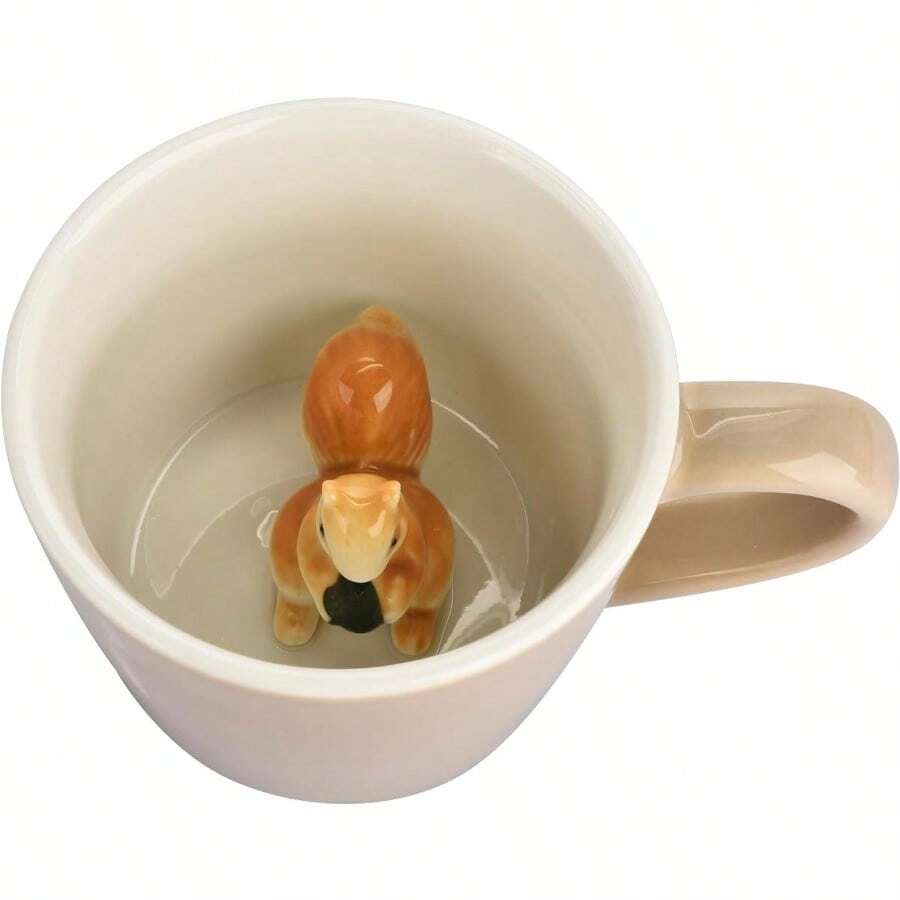 Taza de cerámica de ardilla oculta en el interior de animales 3D de 12 onzas bonita figura pintada a mano de dibujos animados regalo de día festivo y cumpleaños para los amantes del café la - Ardilla - Ver 1