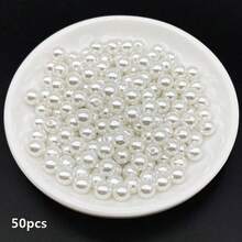 4/6/8/10毫米白色亚克力圆珠，适用于珠宝制作、手机链DIY、时尚手链项链装饰配件 - 白色 - 查看 5