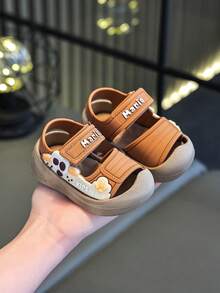 夏季新款儿童凉鞋，时尚包头鞋，男女宝宝均适用，防滑、防踢、耐磨、软底，室内外皆宜，学步必备，卡通婴儿凉鞋 - 棕色 - 查看 2