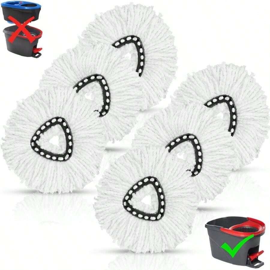 Spin Mop Head Replacement, Base, Mop Handle Compatible For O-Cedar EasyWring - Include 2 Microfiber Refills, 4-Section 30-59in Handle, 1 Cover And 1 Scrubber (1-Tank System) - Màu B - Xem 1