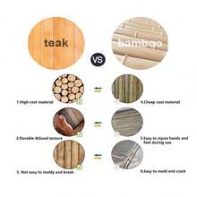 Teak Wood, Teak Wood Bath Mat, Wooden Shower Mat, Bathtub Mat, Non-Slip Rubber Feet, Roll-Up, Indoor, Bathroom, Shower, Spa, Sauna, 70x50cm - 1 - View 3