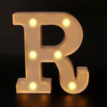 26 Letter LED Lights Luminous Number 0-9Lamp Wedding Birthday Christmas Decoration Decoration Night Light Party Bedroom 16CM Height (Without Battery) - White - View 26