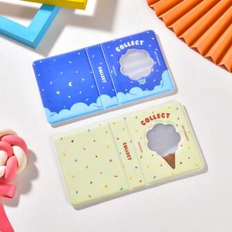 1PC 3-Inch Mini Insert-Style Album – Ice Cream Hollow Design, Dual-Purpose Photo/Business Card Storage, Portable For Daily Use, School & Office Supplies