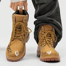 2025 Winter Graffiti Printed Boots, Personalized Ankle Boots For Men - Yellow - View 2