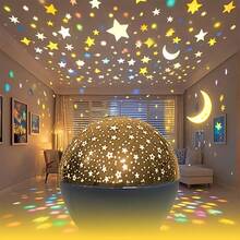 1pc Star & Moon LED Projector Light / Colorful Sky / Ceiling Projection Lamp || Atmosphere Decor Light || LED Desk Lamp | Night Light | Table Lamp | USB Powered Indoor Lighting, Suitable For Bedroom, Living Room Or Office Decor, Home Lighting Nightlight, Christmas, Modern Design, Touch Control, Dimmable, Holiday Decor - 彩色 - 查看 8