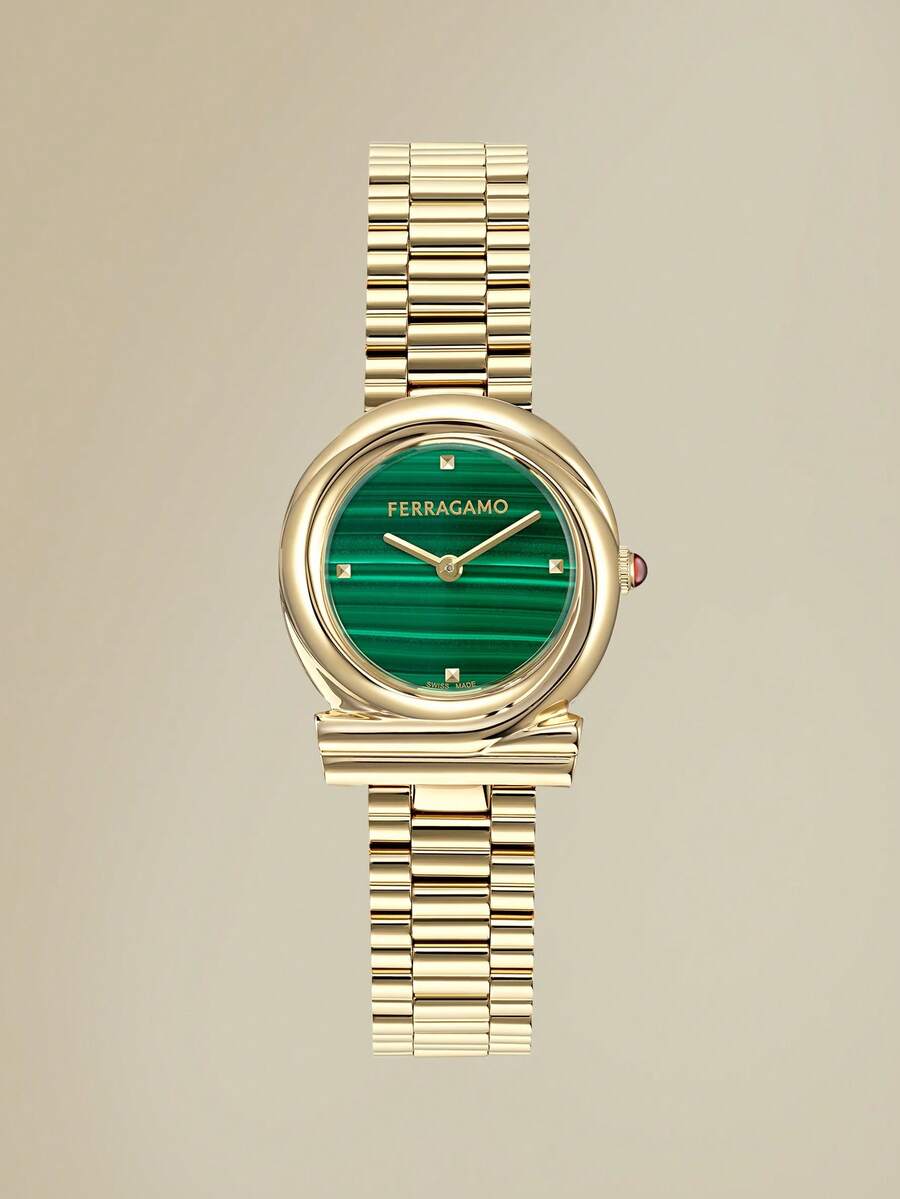 Salvatore Ferragamo Women Watches Gancini Twisted IP Gold Stainless Steel Bracelet Watch/28MM - Gold - View 1