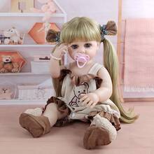55厘米可爱长发DIY发型仿真娃娃，全乙烯基材质，可水洗，可换装游戏，适合重生娃娃，是过家家游戏的完美生日礼物。 - 卡其色 - 查看 2