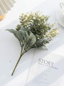 1/80pcs 12.99 Inch Artificial Plant Plastic Flower Bouquet Eucalyptus Leaves, Spring Valentine's Day Gift, Birthday Party Decor, Wedding Flower Basket, Bridal Bouquet, Home Decor, Restaurant, Bedroom, Windowsill, Vase Decor, New Year Decor, Outdoor Garden, Back To School, Loy Krathong Decor, Valentine's Day Gift - Gray Green - View 4