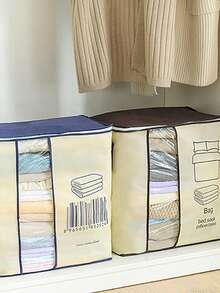 1pc Large Capacity Moving Packing Quilt Storage Bag Baby Room Storage Non-Woven Storage Bag Thickened Handheld Clothing Quilt Organizing Storage Bag Non-Woven Fabrics Large Capacity Clothes Storage Bag Organizer With Handle Foldable Futon Portable Quilt Storage Box Foldable Household Clothes Storage Bag Suitable For Home - Multicolor - View 5