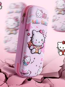 1pc 3D Pencil Case, Large Capacity Polyester Stationery Box, Printed With  And Cinnamon Roll Cartoon Patterns, Creative Cartoon Student Storage Box, Great Gift, Back To School Present