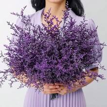 [20 Stems Purple Statice Flowers] 20 Stems Statice Dried Flowers, Rustic Wooden Vase, Artistic Craft, Home Living Room Bedroom Window Display, Handmade Floral Arrangement,For Valentine'S Day,Rustic Holiday(Purple). - Multicolor - View 1