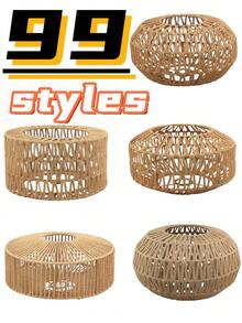 1pc Wicker Lamp Shade, Small Lamp Shade (Shade Only), Vintage Small Rattan Lamp Shade Replacement, Suitable For Floor Lamp, Pendant Light, Table Lamp, Wall Lamp, Christmas Gift, Living Room Lighting, Desk Lamp - Multicolor - View 1