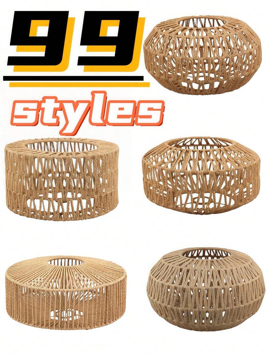 1pc Wicker Lamp Shade, Small Lamp Shade (Shade Only), Vintage Small Rattan Lamp Shade Replacement, Suitable For Floor Lamp, Pendant Light, Table Lamp, Wall Lamp, Christmas Gift, Living Room Lighting, Desk Lamp - Multicolor - View 1