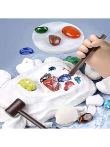 宝石挖掘寻宝套装 – DIY考古地质探索套装，内含隐藏宝石 | STEM科学实验礼物 | 创意动手探索玩具 | 生日、圣诞节和万圣节的完美礼物 | 教育地质礼盒 - 彩色 - 查看 3