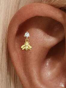 1Pc Tiny 925 Sterling Silver Cartilage Helix Piercing Stud For Women Minimalist Stud Earring Perfect For Daily Wear Bridal Jewelry Fine Jewelry