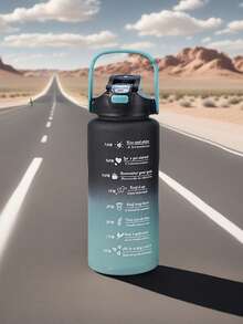 3pcs Set Plastic Gradient Color Drinking Cup With Lid & Straw, Large Capacity Outdoor Sports Water Bottle