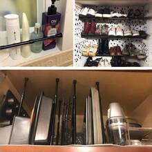 TRTY 4根可调节房车冰箱拉杆，多功能伸缩杆，防滑可伸缩调节，橱柜拉杆，冰箱拉杆，拉杆，橱柜杆，窗帘杆，伸缩杆（黑色），适用于冰箱、厨房、书架、鞋架、橱柜、窗帘、浴室等，也是理想的节日礼物。