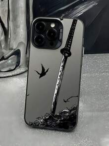 1 Stück Horror Japanisches Samurai Schwert Muster Anti-Sturz Handyhülle, kompatibel mit Apple iPhone11/12/13/14/15/16/16PRO/16PROMAX/17promax/AIR/Ix/Xr - Verschiedenfarbig - Übersicht 2