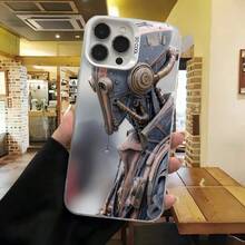 Cubierta de telefono con diseño de robot futurista azul gris oscuro para iPhone 14 Pro Max funda protectora con impresion de mecha y texto SO COOL ideal para uso diario en cafeterias y salas de estar - Blanco - Ver 7