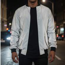 Chaqueta Bomber Reflejante Rompe Vientos De Alta Visibilidad - Gris - Ver 1