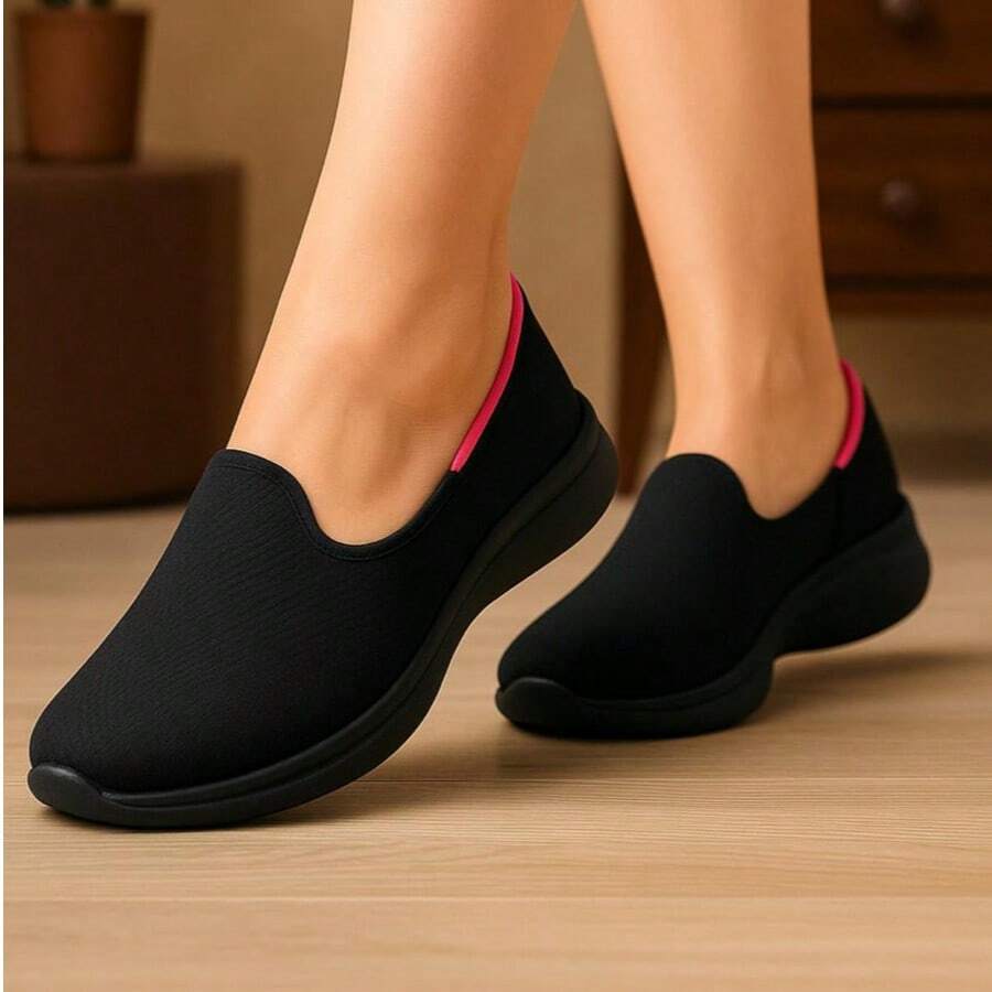 Tênis Feminino Academia Confortável Ortopédico - All Black - Visão 1